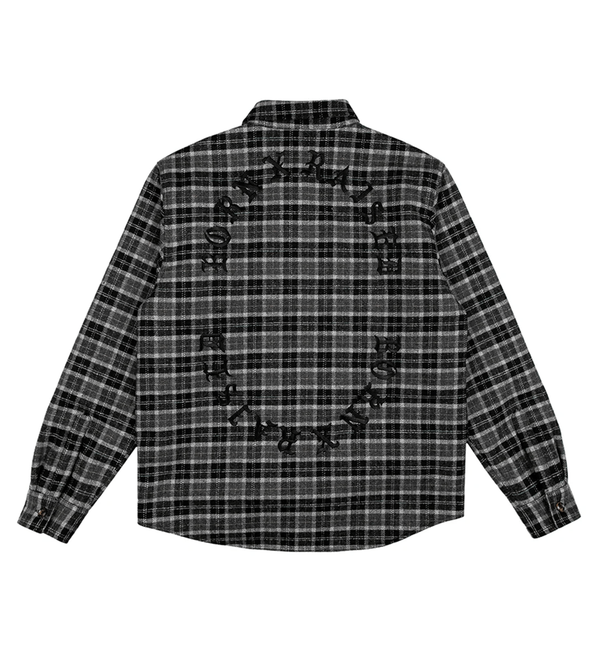 Embroidered Flannel Shirt Jacket Grey/Black - LIKELIHOOD