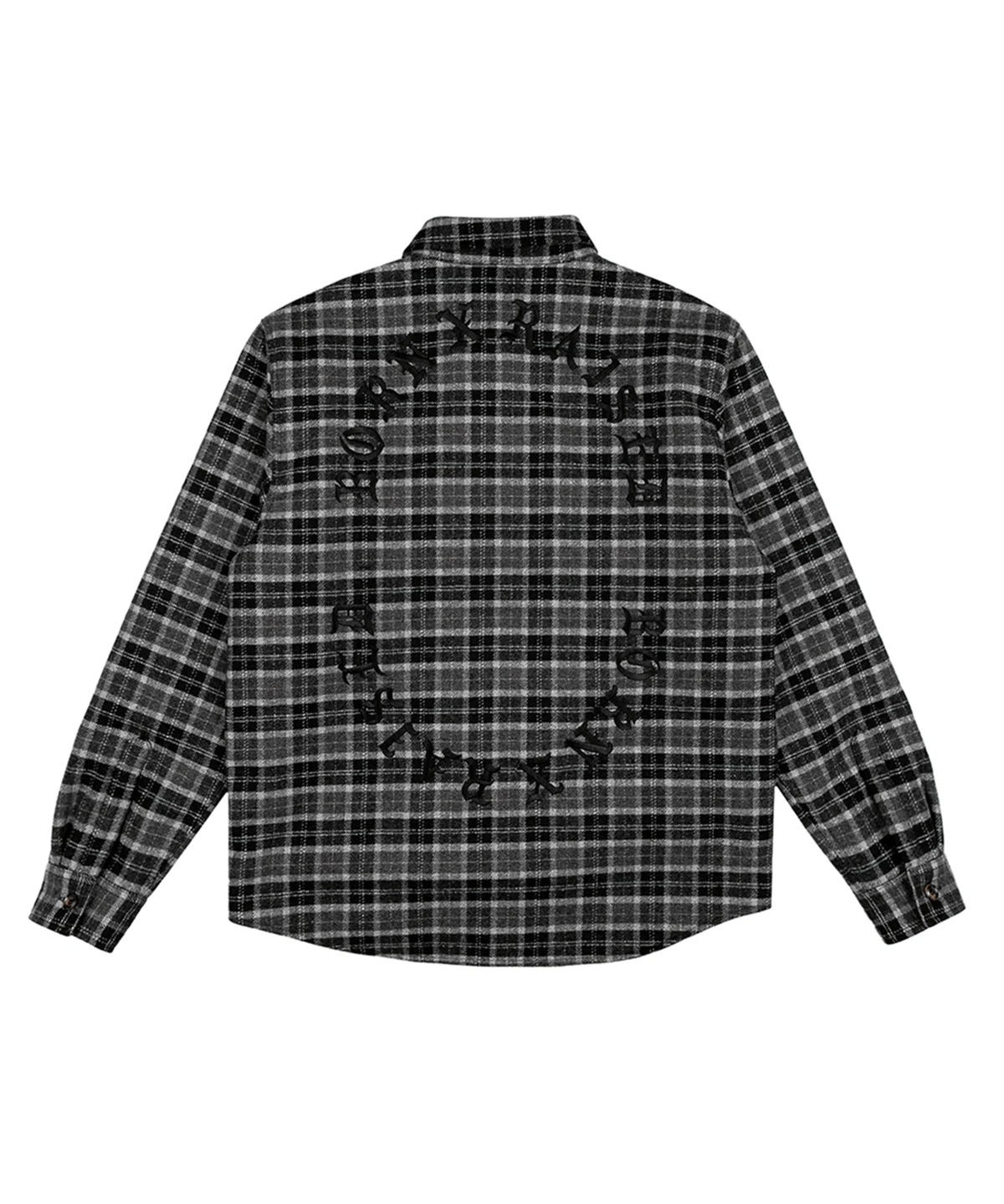 Embroidered Flannel Shirt Jacket Grey/Black - LIKELIHOOD