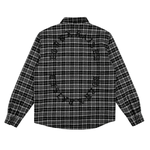 Embroidered Flannel Shirt Jacket Grey/Black - LIKELIHOOD