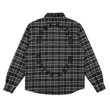 Embroidered Flannel Shirt Jacket Grey/Black - LIKELIHOOD