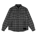 Embroidered Flannel Shirt Jacket Grey/Black - LIKELIHOOD