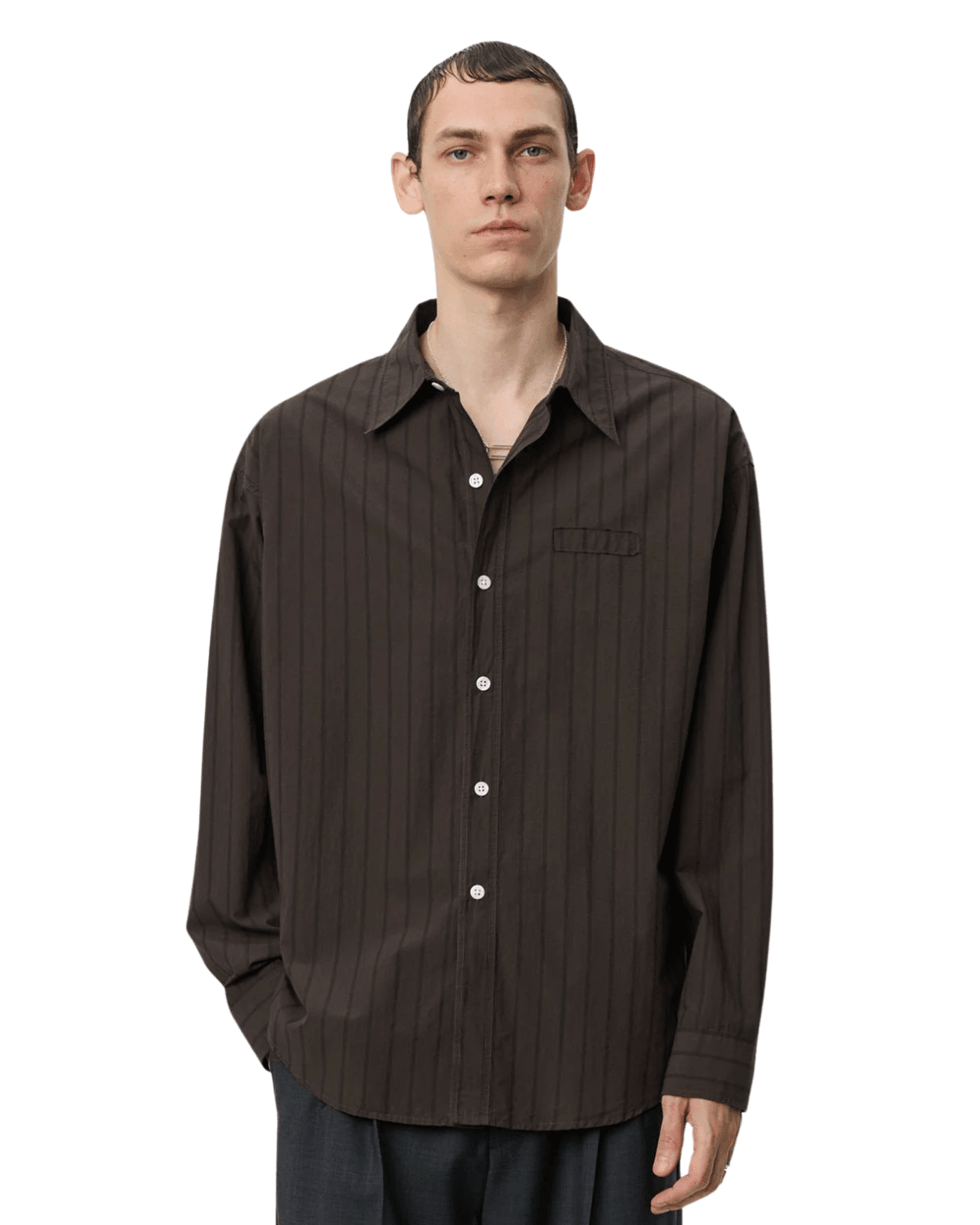Essay Shirt Dark Brown Triple Stripe - LIKELIHOOD
