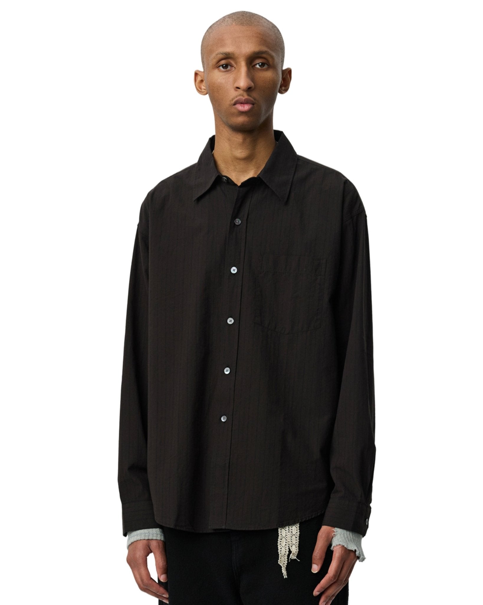 Executive Shirt Dark Brown Stripe - LIKELIHOOD