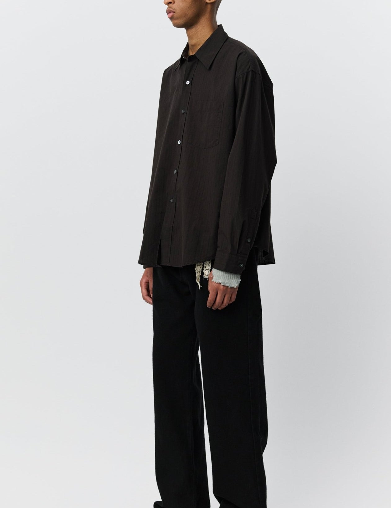 Executive Shirt Dark Brown Stripe - LIKELIHOOD