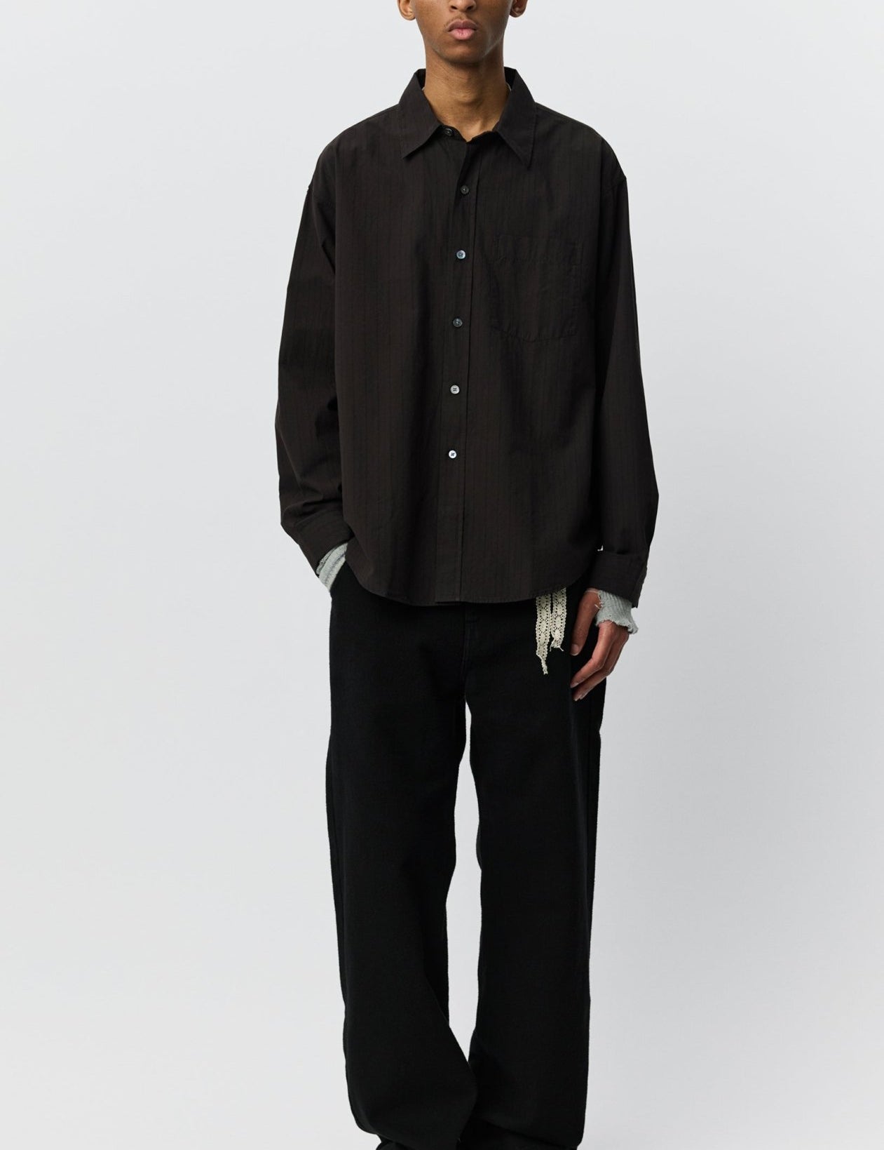 Executive Shirt Dark Brown Stripe - LIKELIHOOD