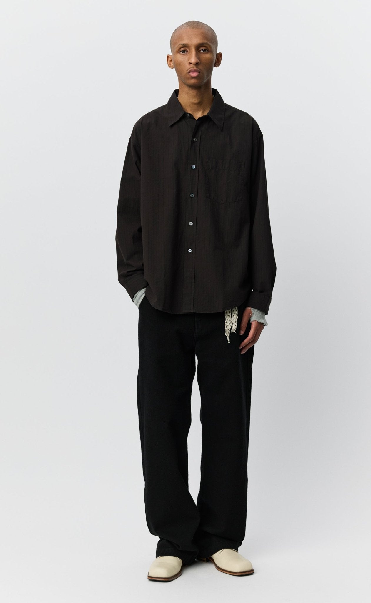 Executive Shirt Dark Brown Stripe - LIKELIHOOD