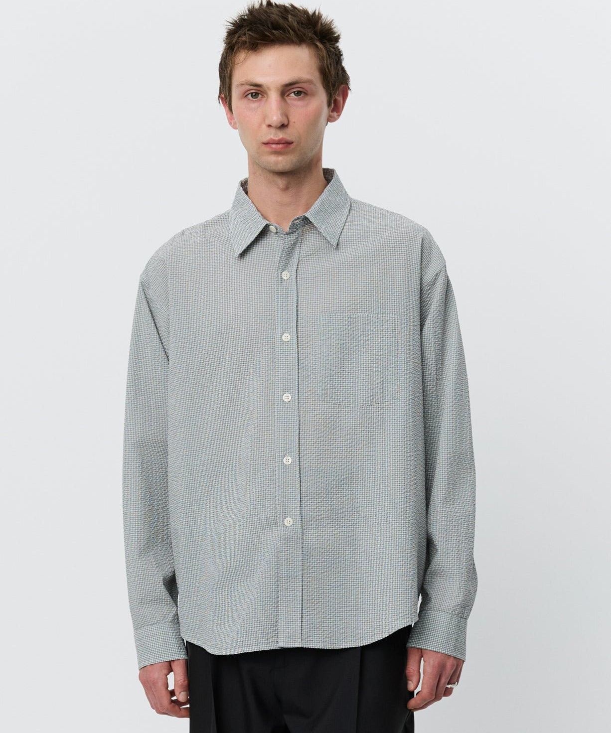 Executive Shirt Textured Bottle Grey Check - LIKELIHOOD