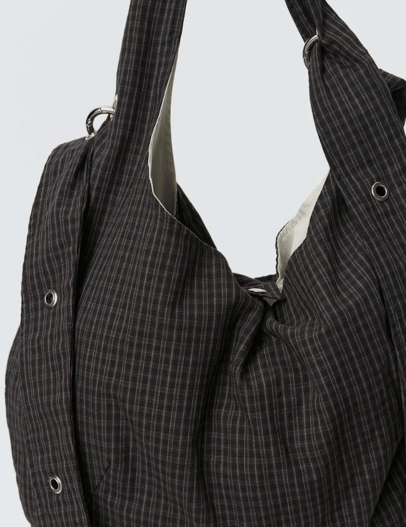 Eyelet Shoulder Bag Dark Linen Check - LIKELIHOOD
