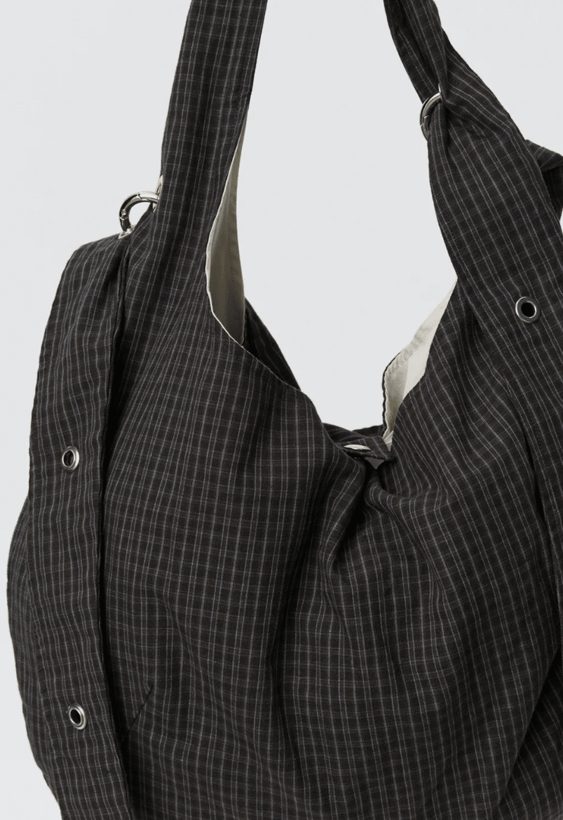 Eyelet Shoulder Bag Dark Linen Check - LIKELIHOOD