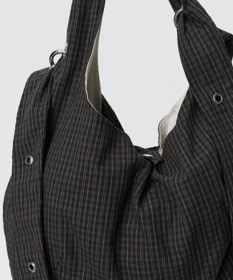 Eyelet Shoulder Bag Dark Linen Check - LIKELIHOOD