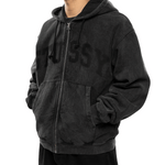 Faded Graphic Zip Hoodie Washed Black - LIKELIHOOD