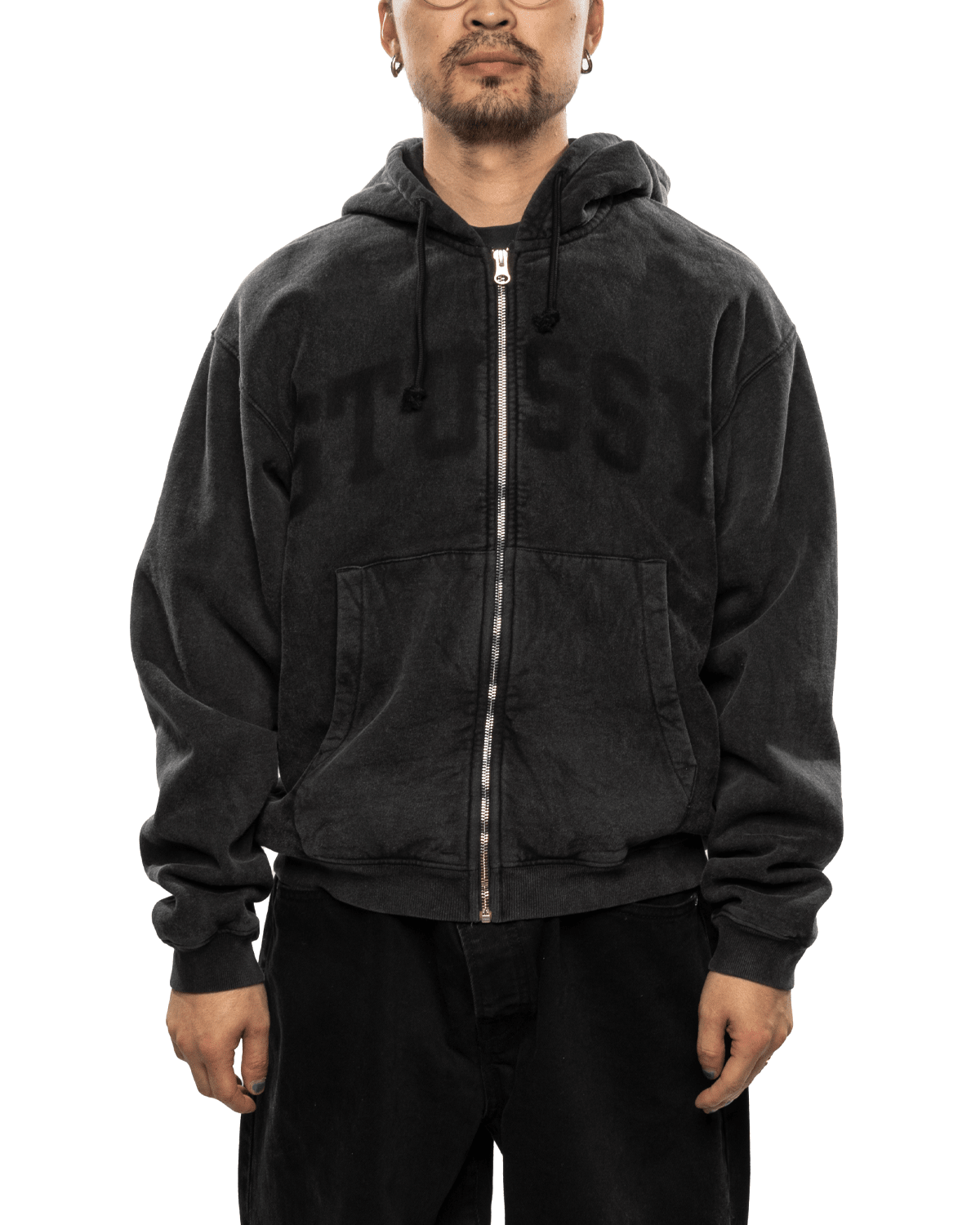 Faded Graphic Zip Hoodie Washed Black - LIKELIHOOD