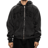 Faded Graphic Zip Hoodie Washed Black - LIKELIHOOD