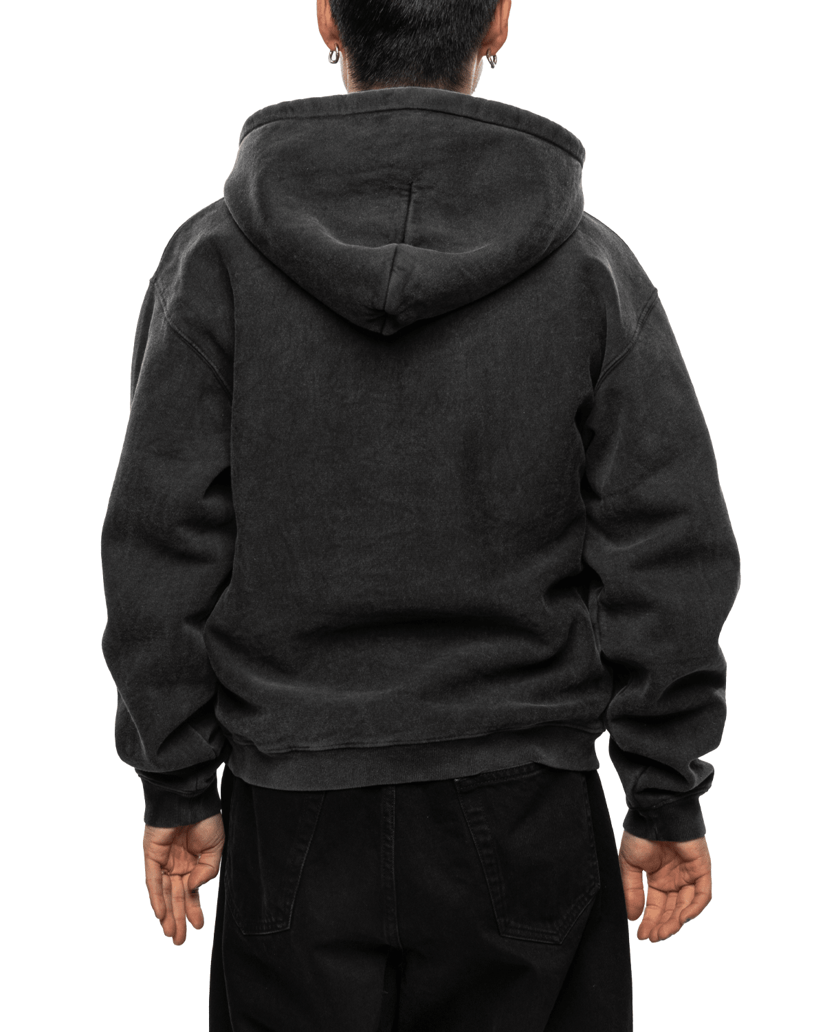 Faded Graphic Zip Hoodie Washed Black - LIKELIHOOD