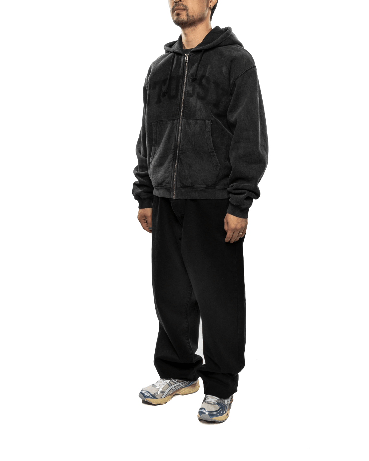 Faded Graphic Zip Hoodie Washed Black - LIKELIHOOD
