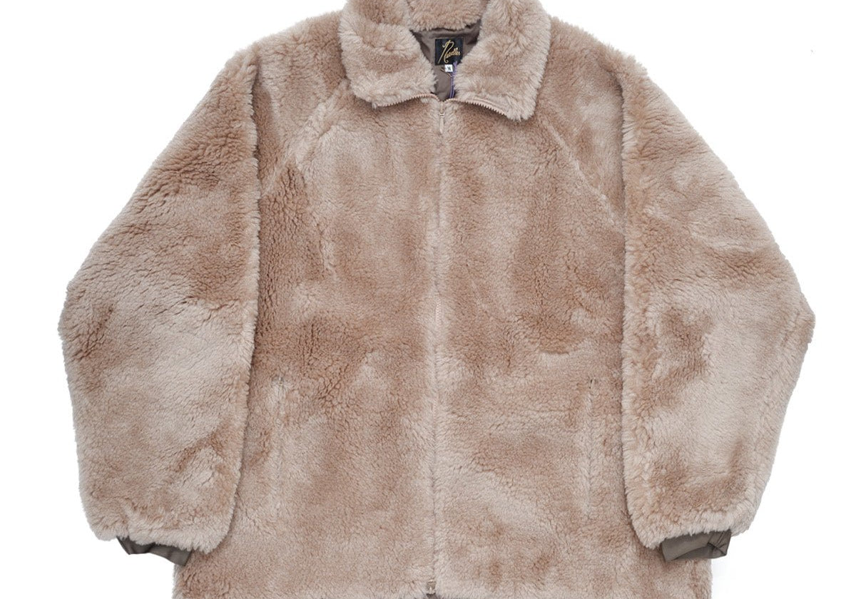 Faux Fur Jacket Acrylic Pile Beige - LIKELIHOOD