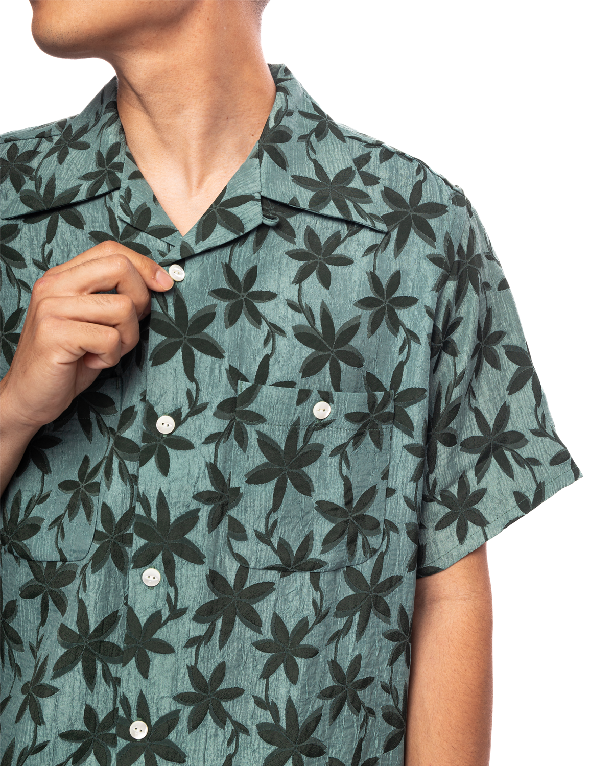S/S One-Up Shirt - ACE/R Floral Jq Green