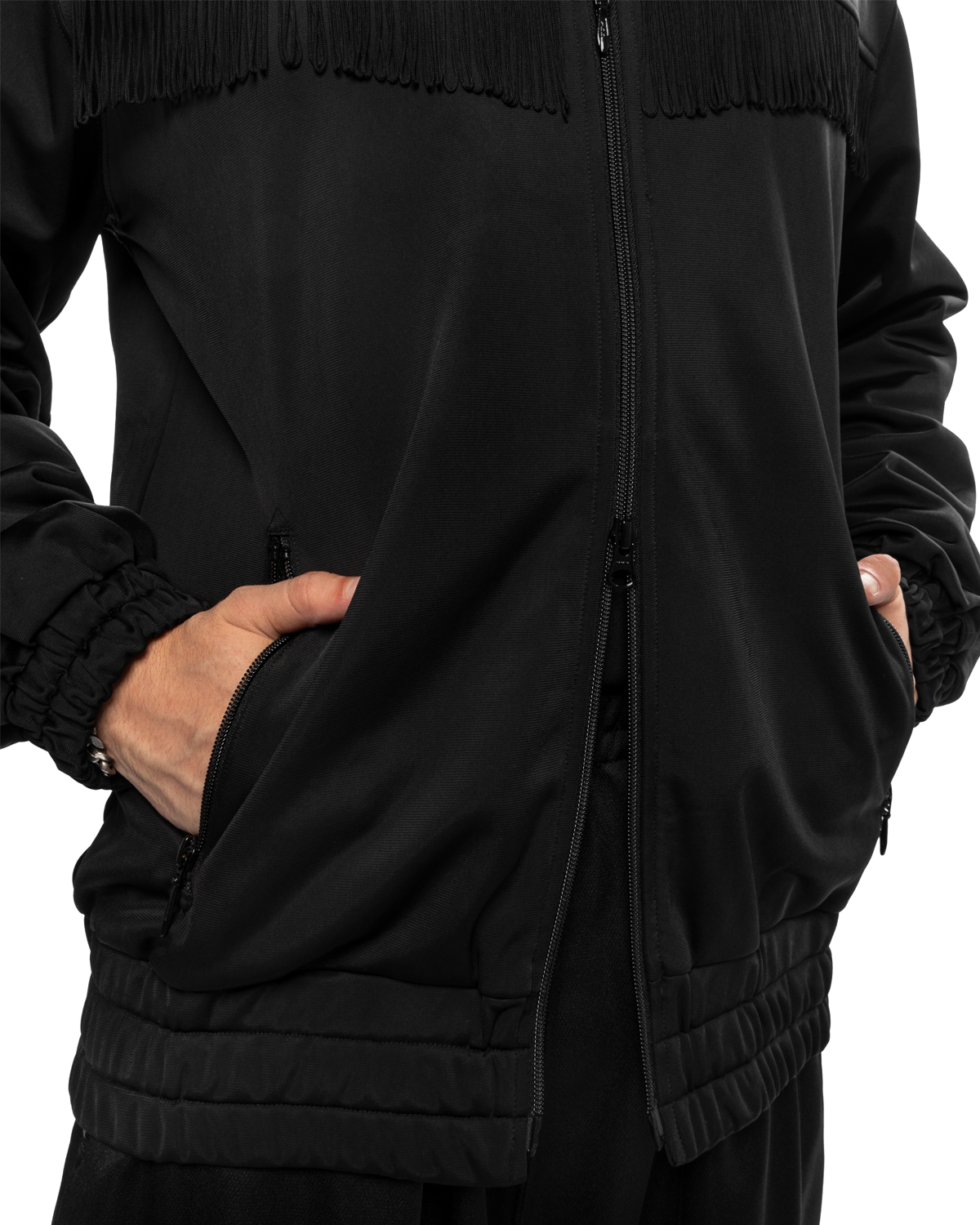 Fringe Track Jacket - PE/TA Bright Jersey Black