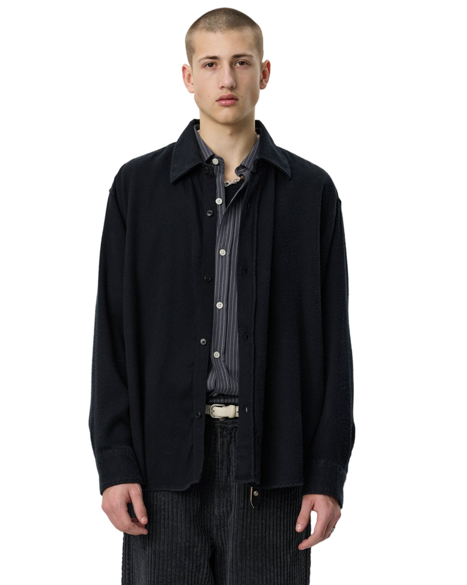 Gambler Shirt Black Fuzz Tencel - LIKELIHOOD