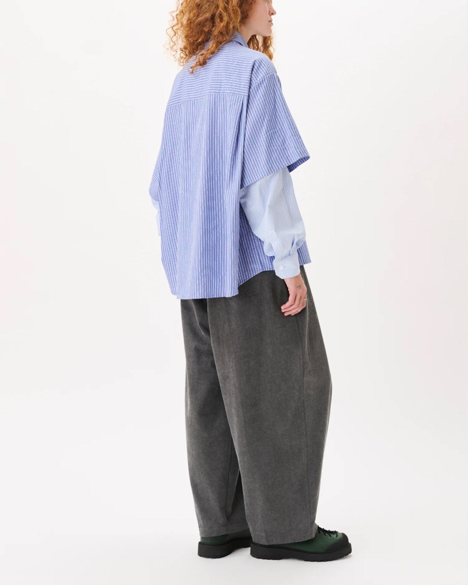 Herringbone Balloon Trousers Charcoal - LIKELIHOOD