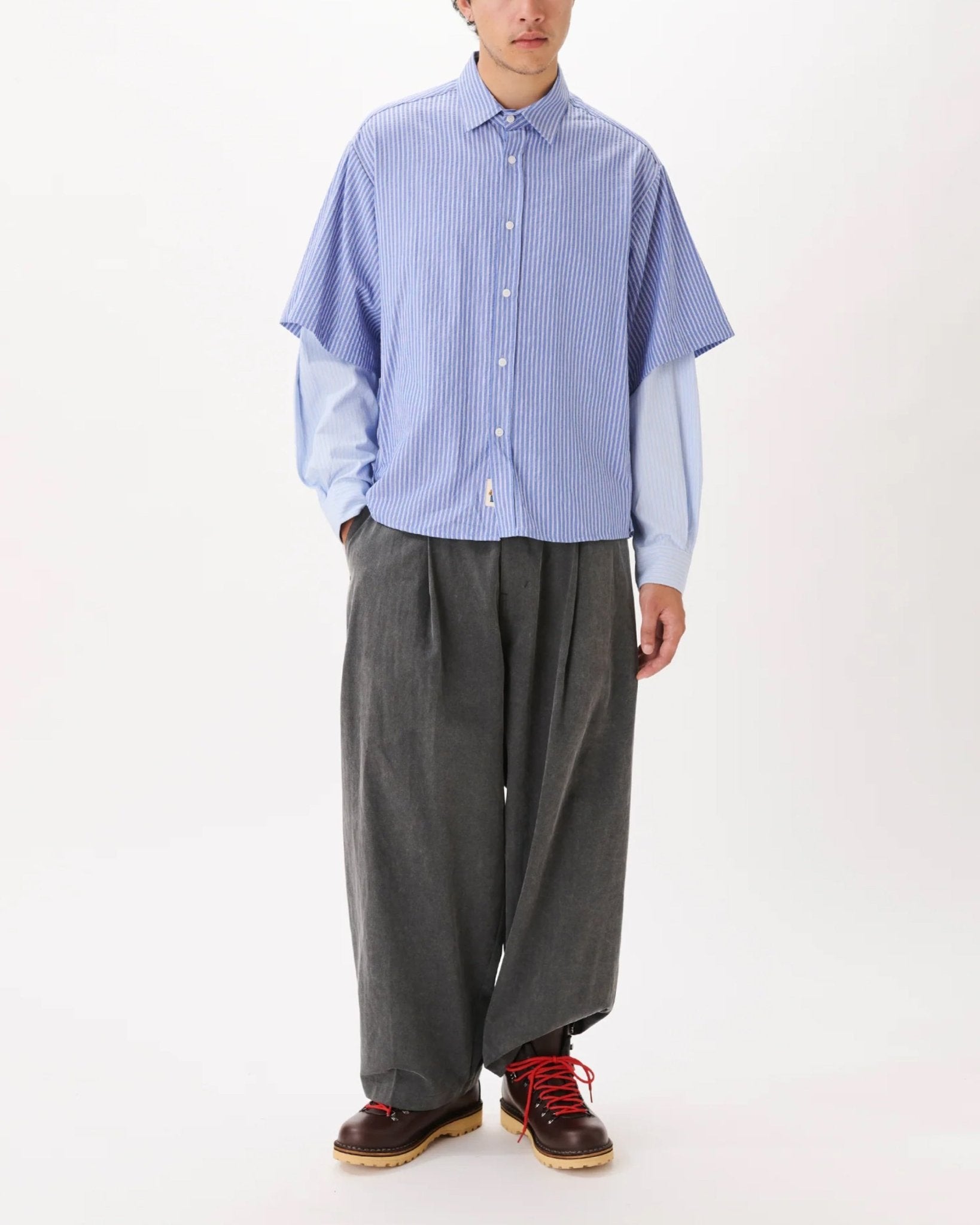 Herringbone Balloon Trousers Charcoal - LIKELIHOOD