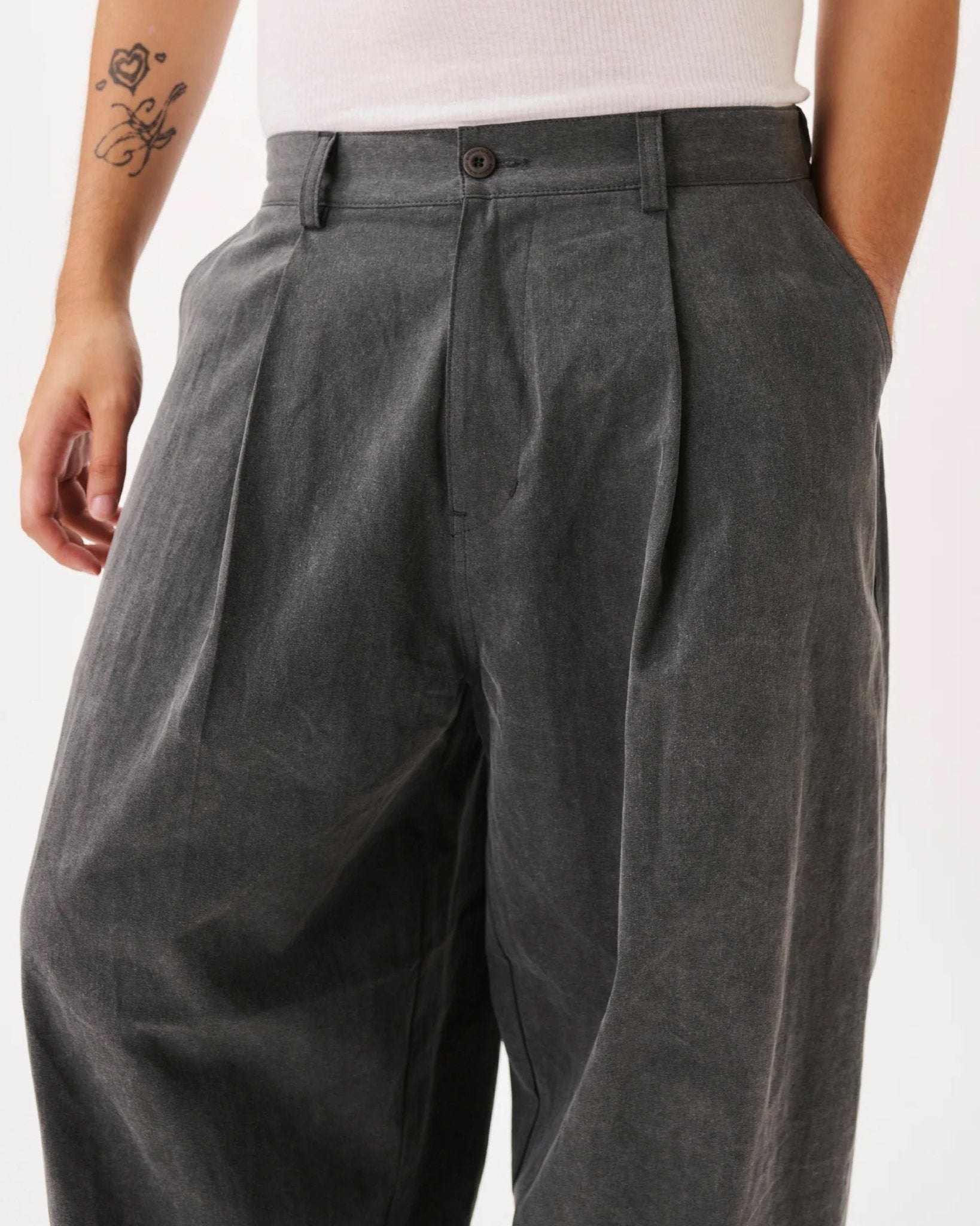 Herringbone Balloon Trousers Charcoal - LIKELIHOOD