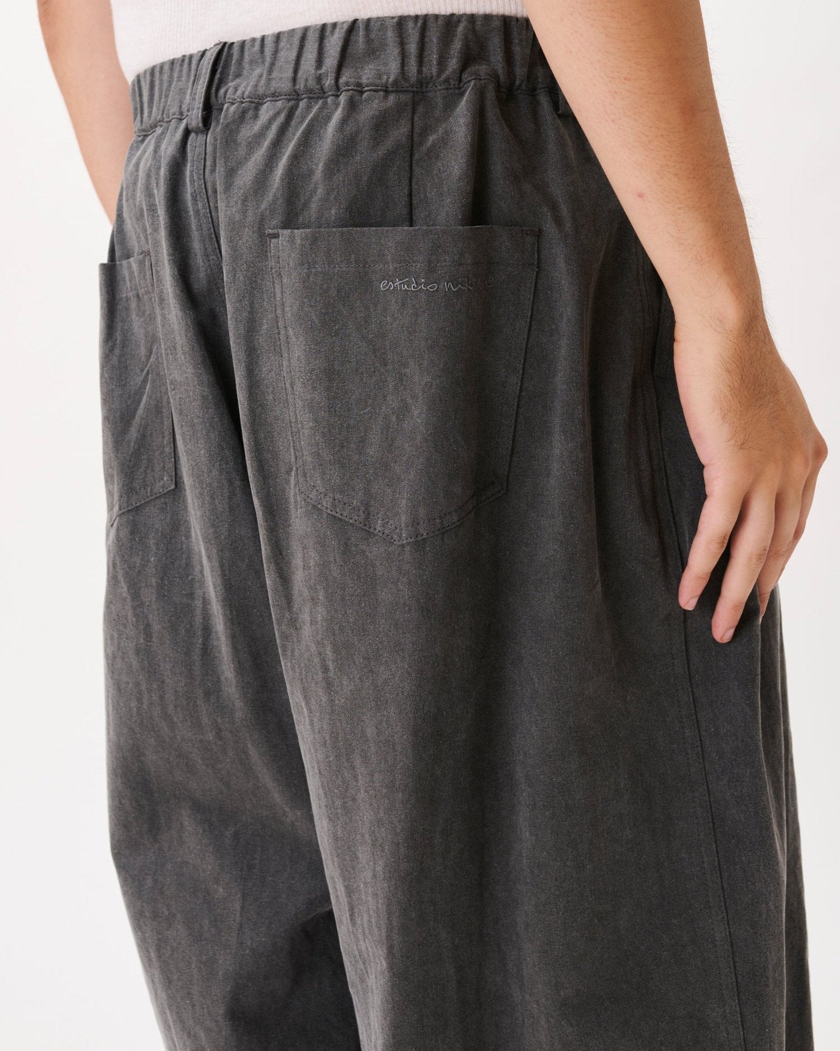Herringbone Balloon Trousers Charcoal - LIKELIHOOD