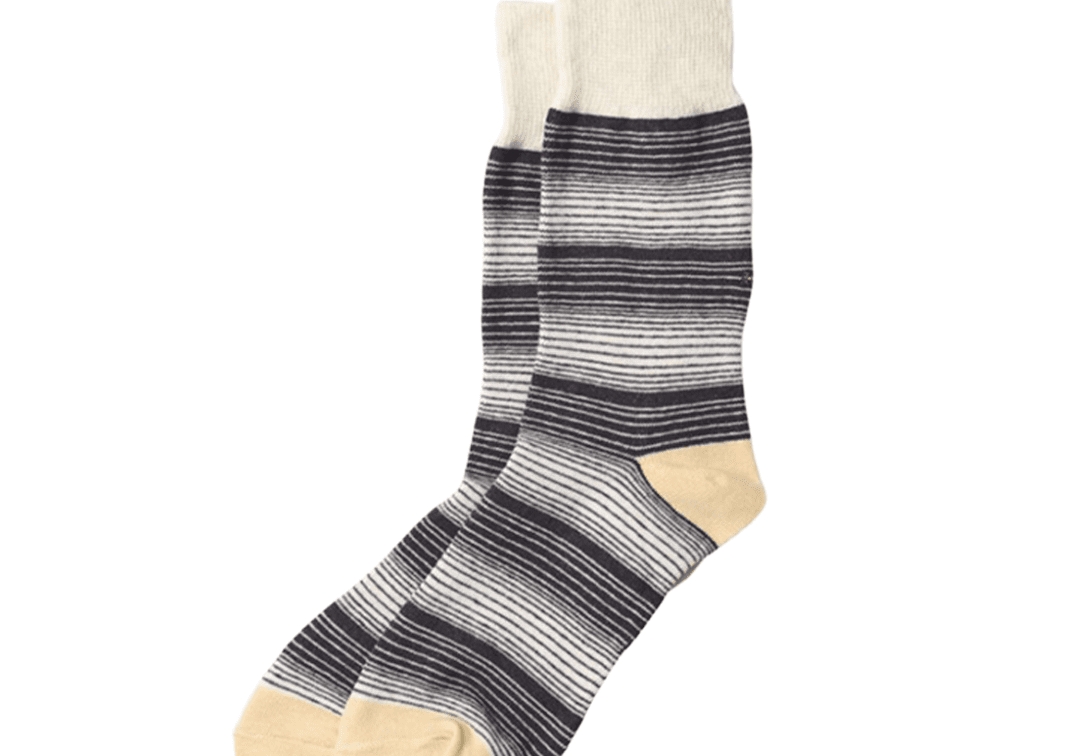 Horizontal L Stripe Crew Socks Charcoal - LIKELIHOOD