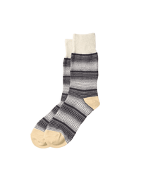 Horizontal L Stripe Crew Socks Charcoal - LIKELIHOOD