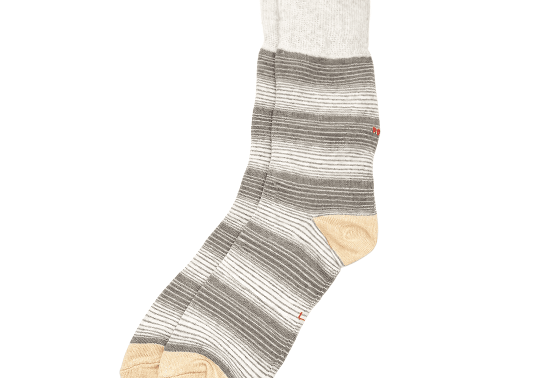 Horizontal L Stripe Crew Socks Gray - LIKELIHOOD