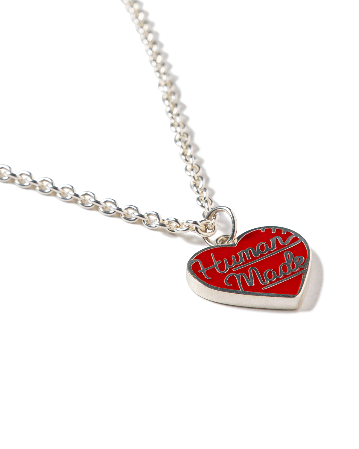 Heart Silver Necklace Red