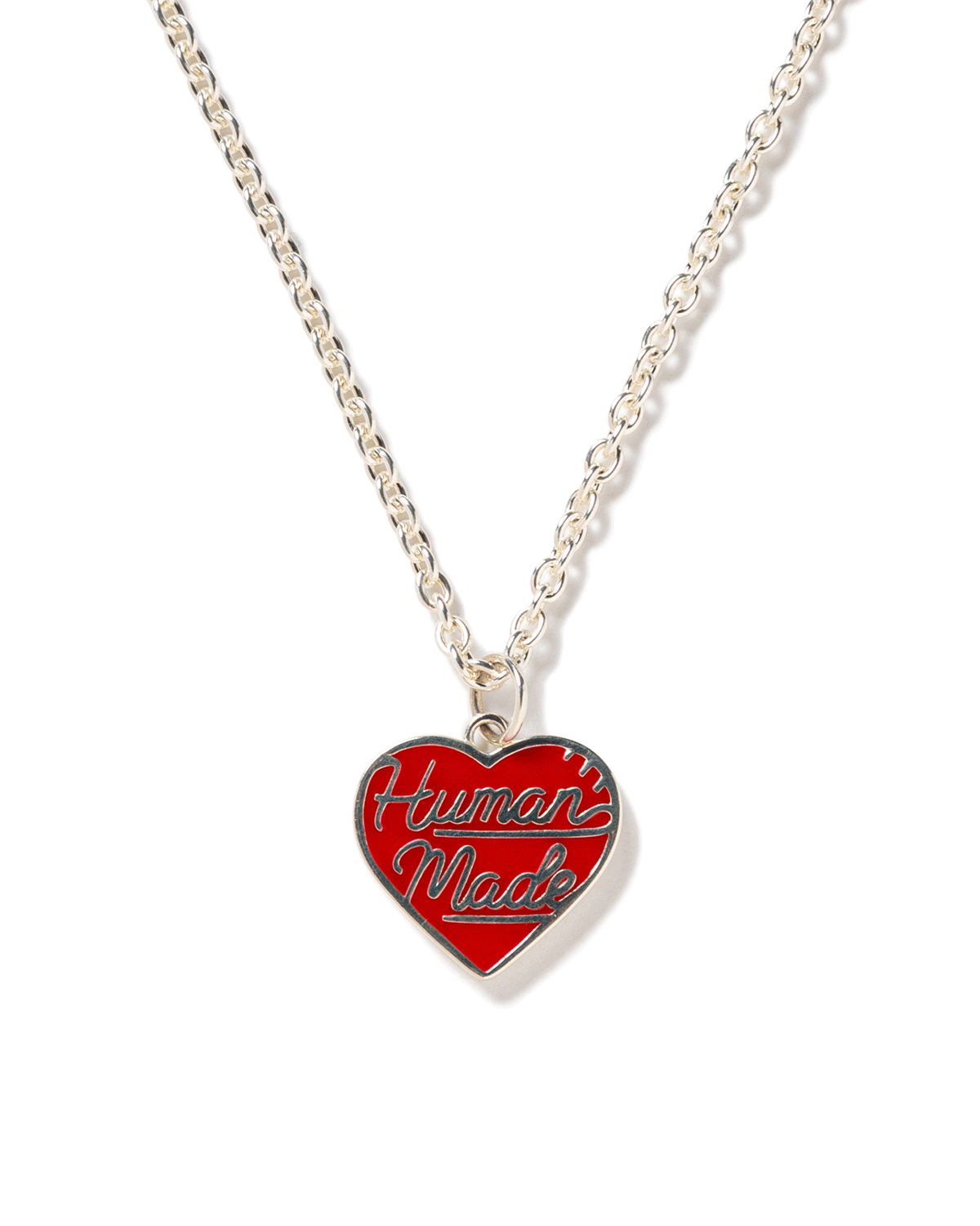 Heart Silver Necklace Red