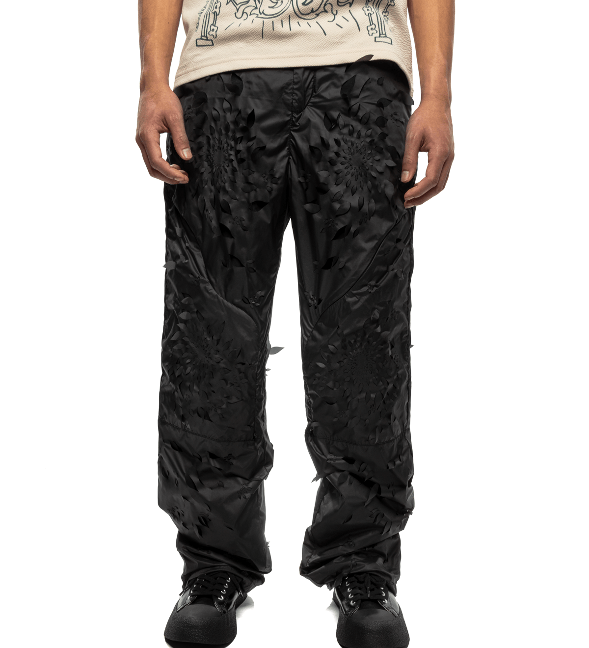 Laser - slashed Petal Trousers Black - LIKELIHOOD