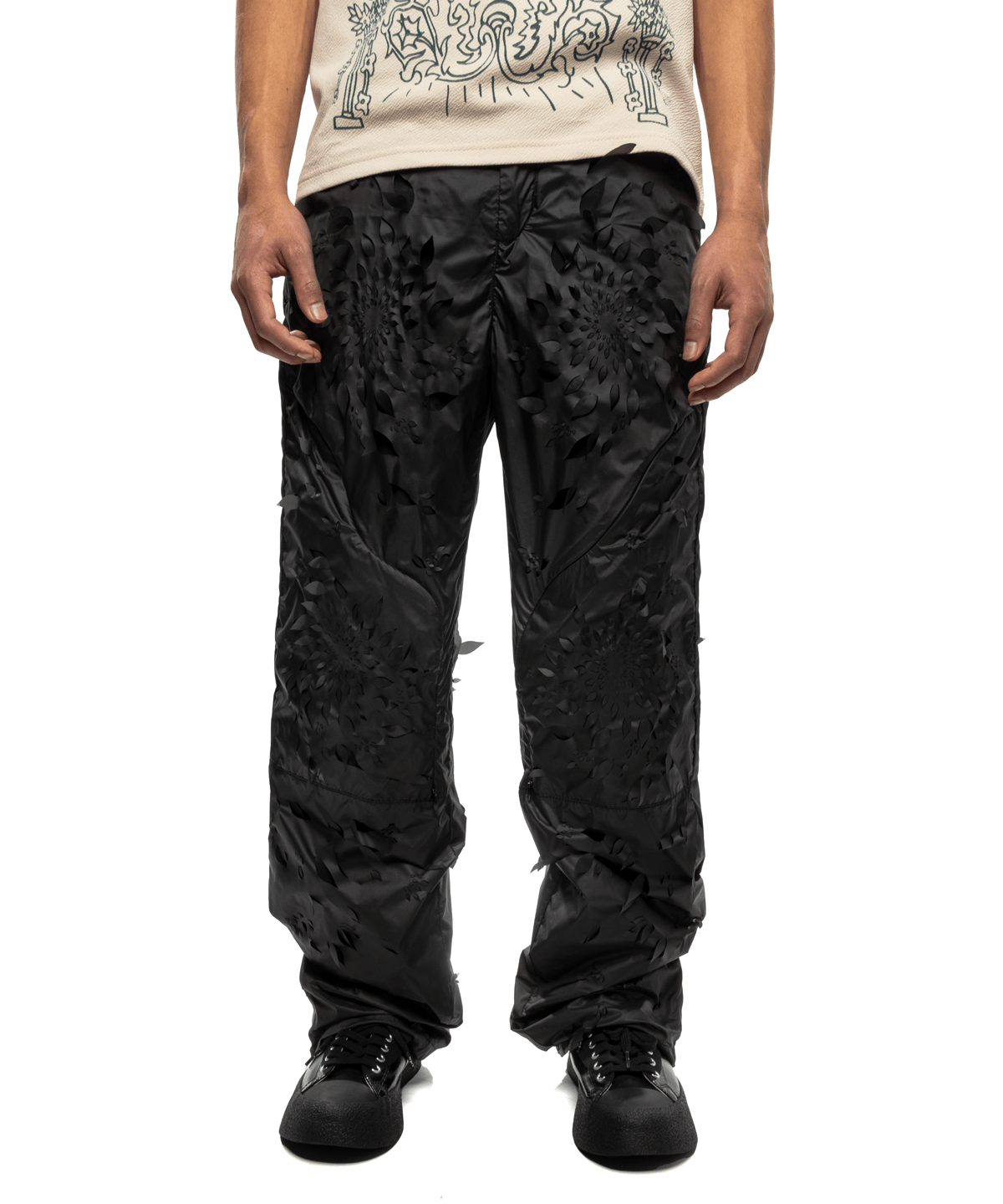 Laser - slashed Petal Trousers Black - LIKELIHOOD