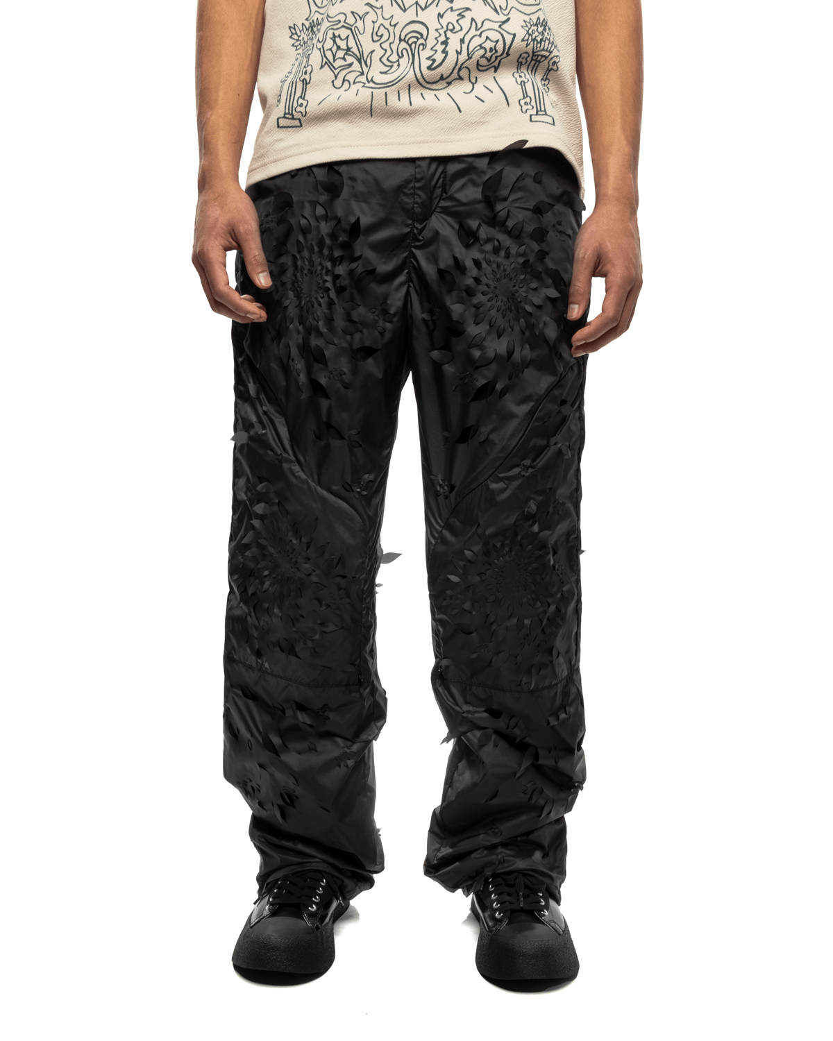 Laser - slashed Petal Trousers Black - LIKELIHOOD