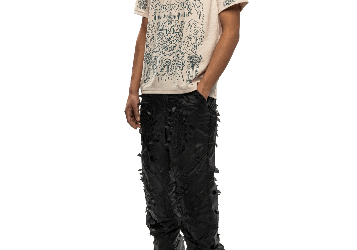 Laser - slashed Petal Trousers Black - LIKELIHOOD