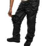 Laser - slashed Petal Trousers Black - LIKELIHOOD