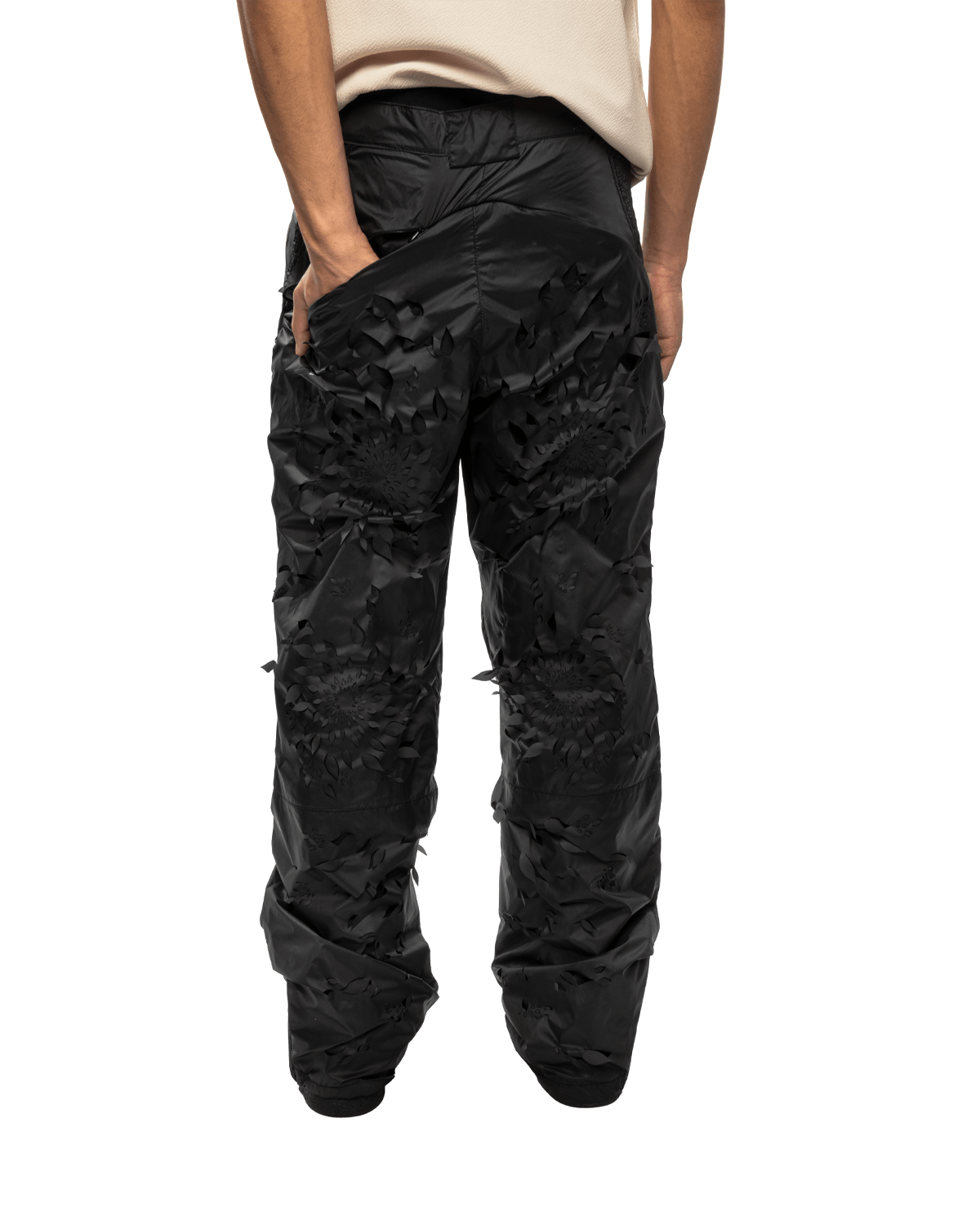 Laser - slashed Petal Trousers Black - LIKELIHOOD