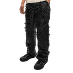 Laser - slashed Petal Trousers Black - LIKELIHOOD