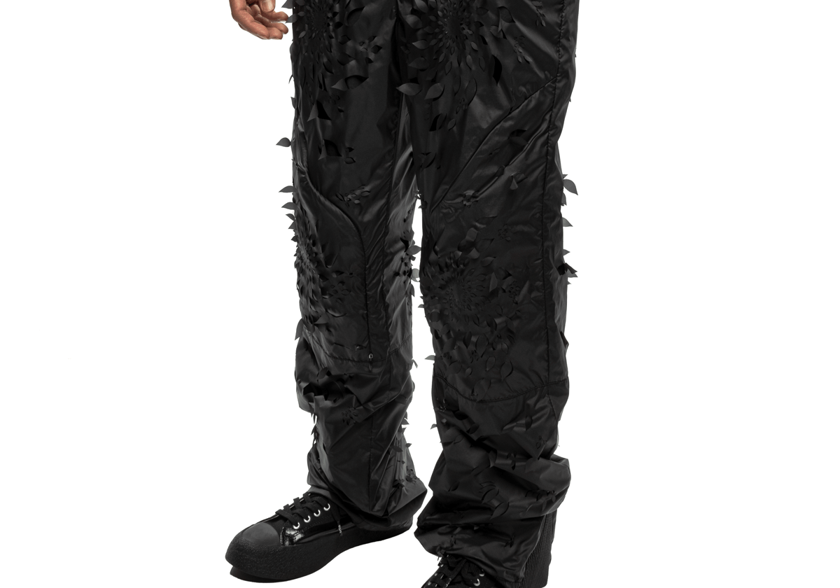 Laser - slashed Petal Trousers Black - LIKELIHOOD