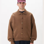 Mismatch Button Cardigan Brown - LIKELIHOOD