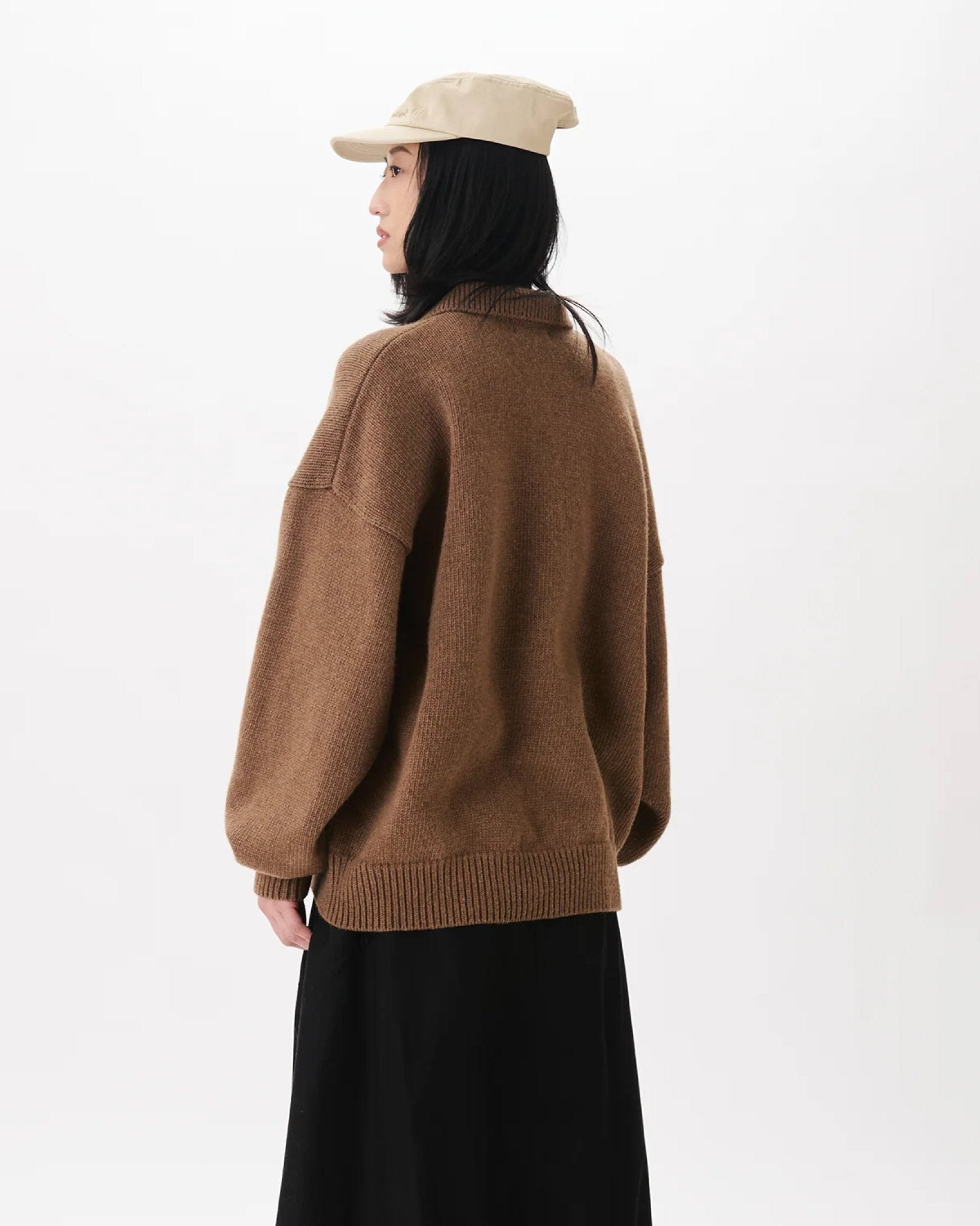 Mismatch Button Cardigan Brown - LIKELIHOOD