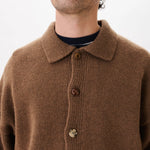 Mismatch Button Cardigan Brown - LIKELIHOOD