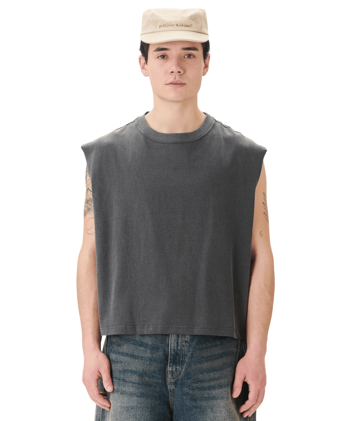 Muscle Cropped Tee Charcoal - LIKELIHOOD