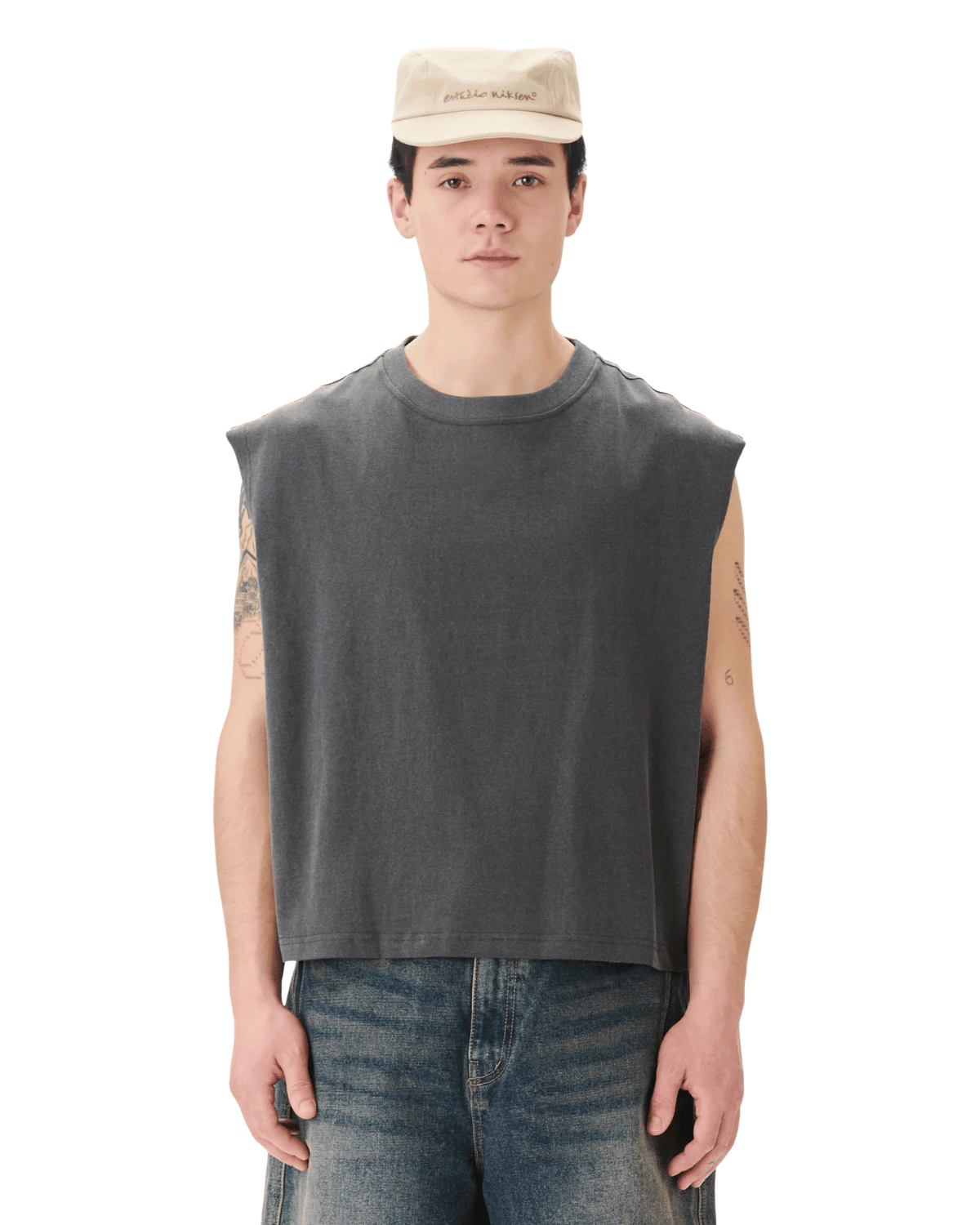 Muscle Cropped Tee Charcoal - LIKELIHOOD