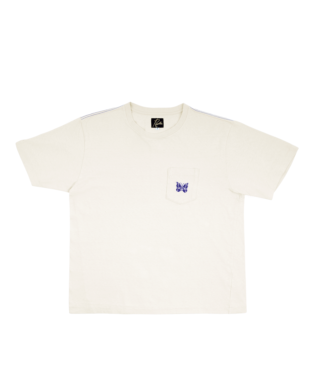 S/S Papillon Emb. Pocket Tee - Cotton Jersey Oatmeal