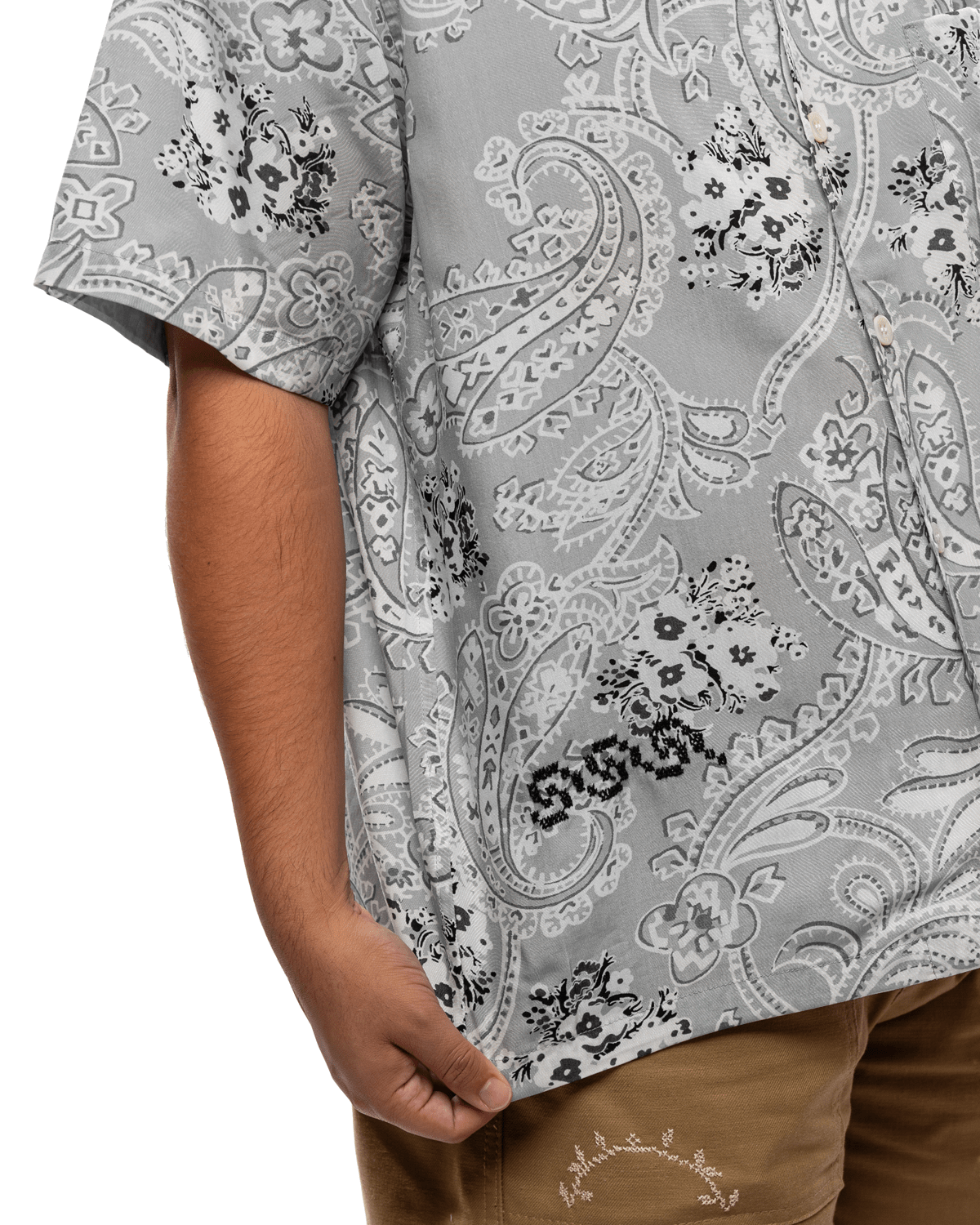 Noma T.D x Button - Down Short Sleeve Shirt Grey - LIKELIHOOD