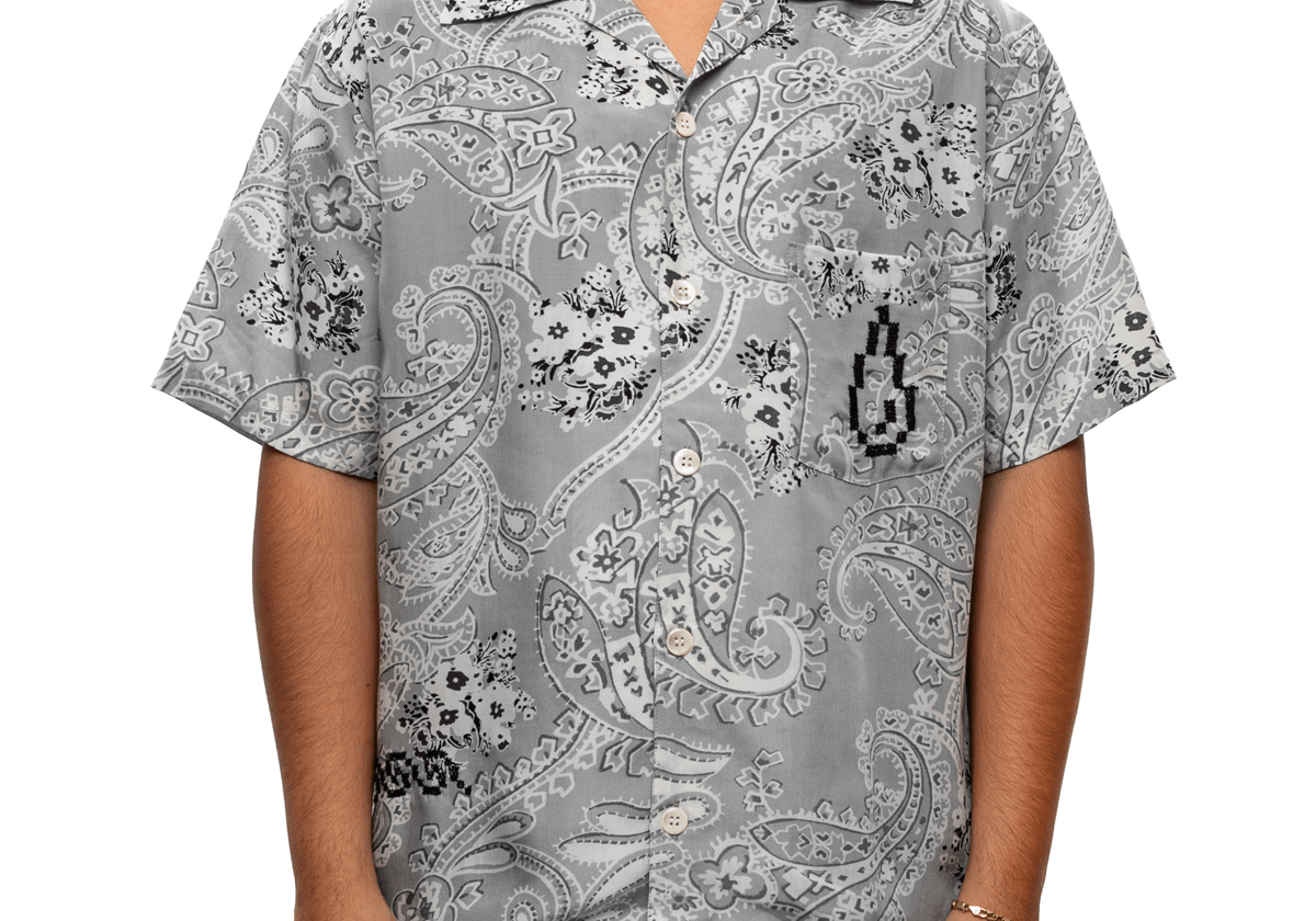 Noma T.D x Button - Down Short Sleeve Shirt Grey - LIKELIHOOD