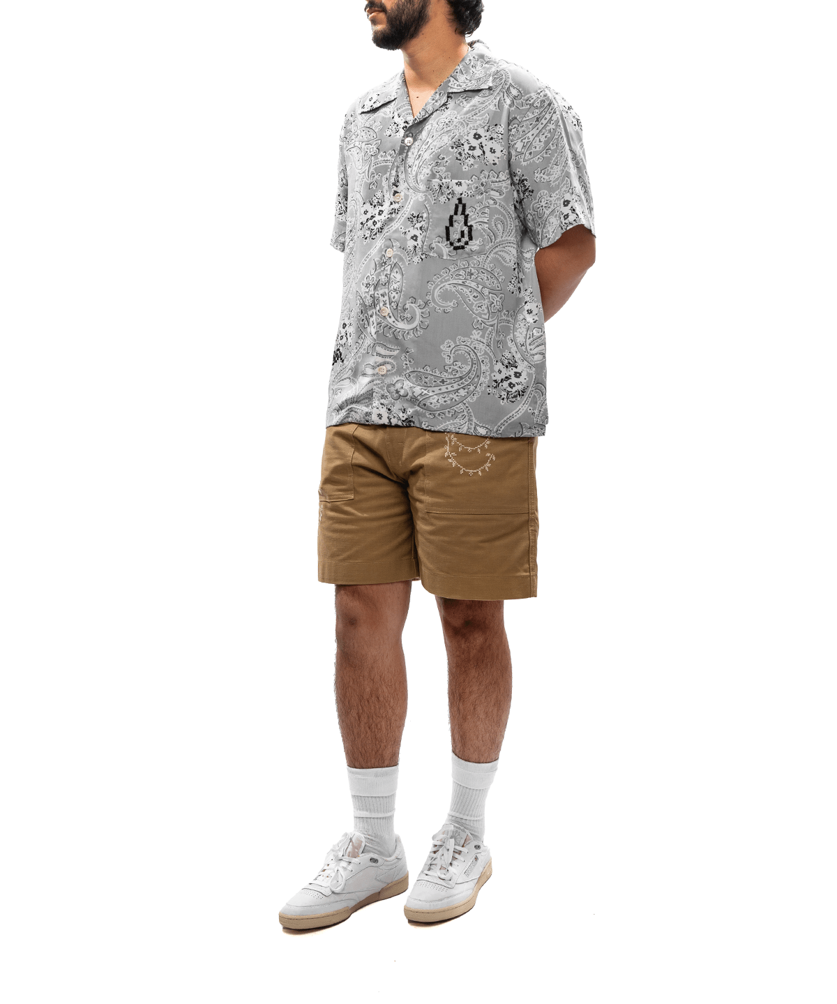 Noma T.D x Button - Down Short Sleeve Shirt Grey - LIKELIHOOD