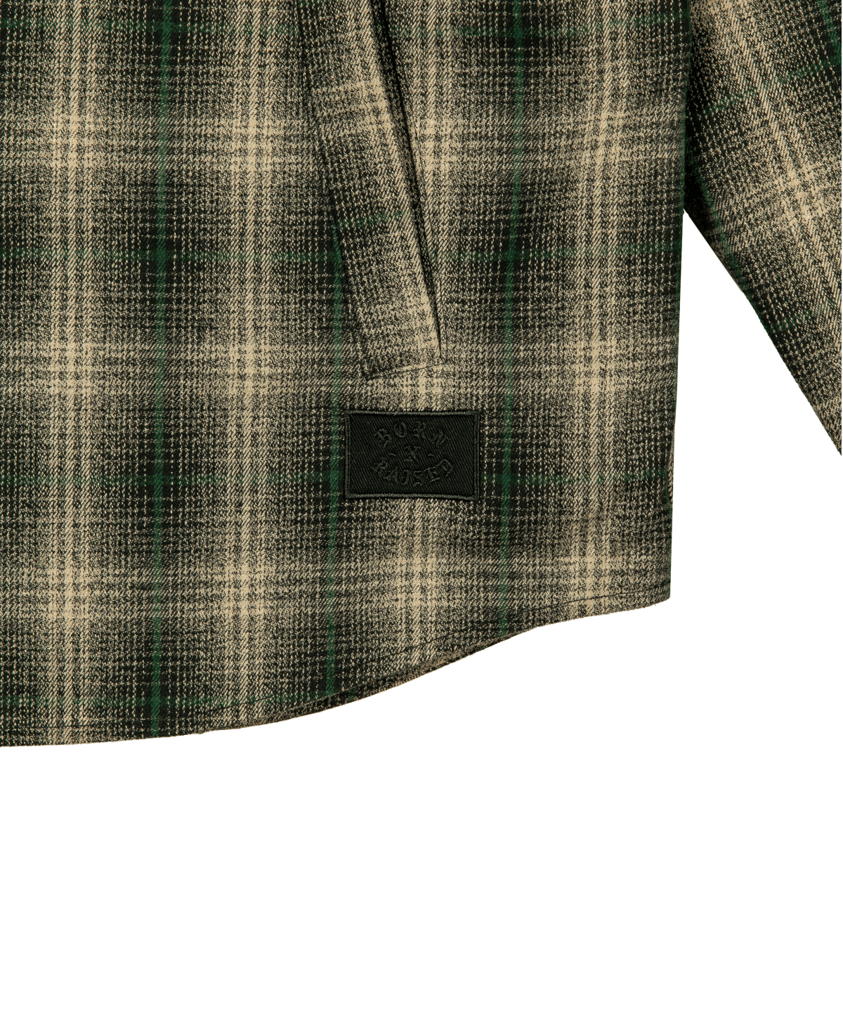 Oversized Embroidered Flannel Shirt Jacket Green/Black - LIKELIHOOD